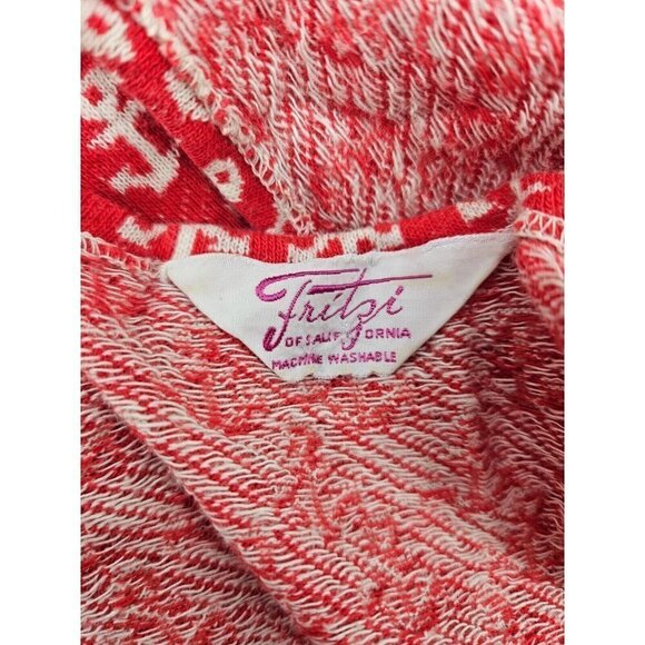 Vintage Fritzi of California Tank Maxi Dress Womens L? Red Anchors Slit - Picture 5 of 6